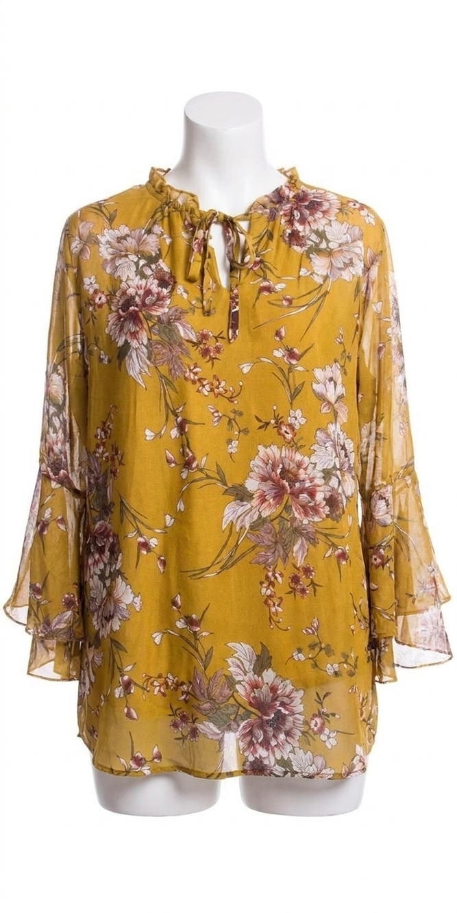 NEW GIGI MODA bailey silk blouse in mustard